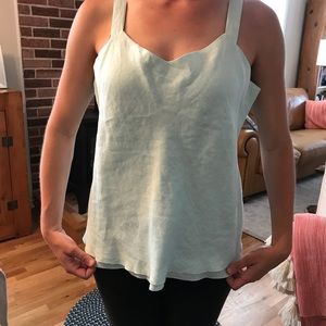 Eileen Fisher linen icy aqua top with thin straps
